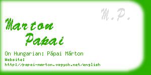 marton papai business card